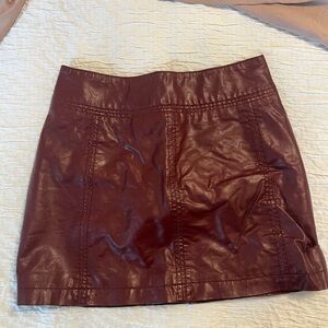 Free people red leather skirt 0